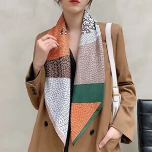 2/$30 NEW Abstract Line Art Geometric Printed Silky Fashion Scarf